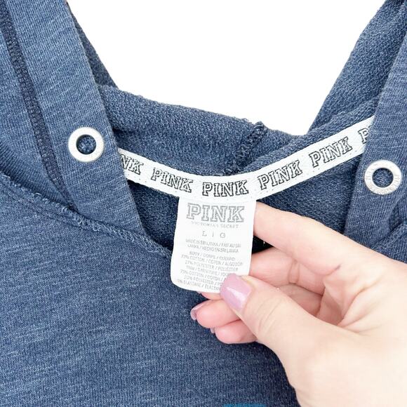 Victoria's Secret Pink Blue Hoodie Sz L - Picture 3 of 4